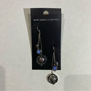 New York & Company Silver and Blue Dangle Earrings